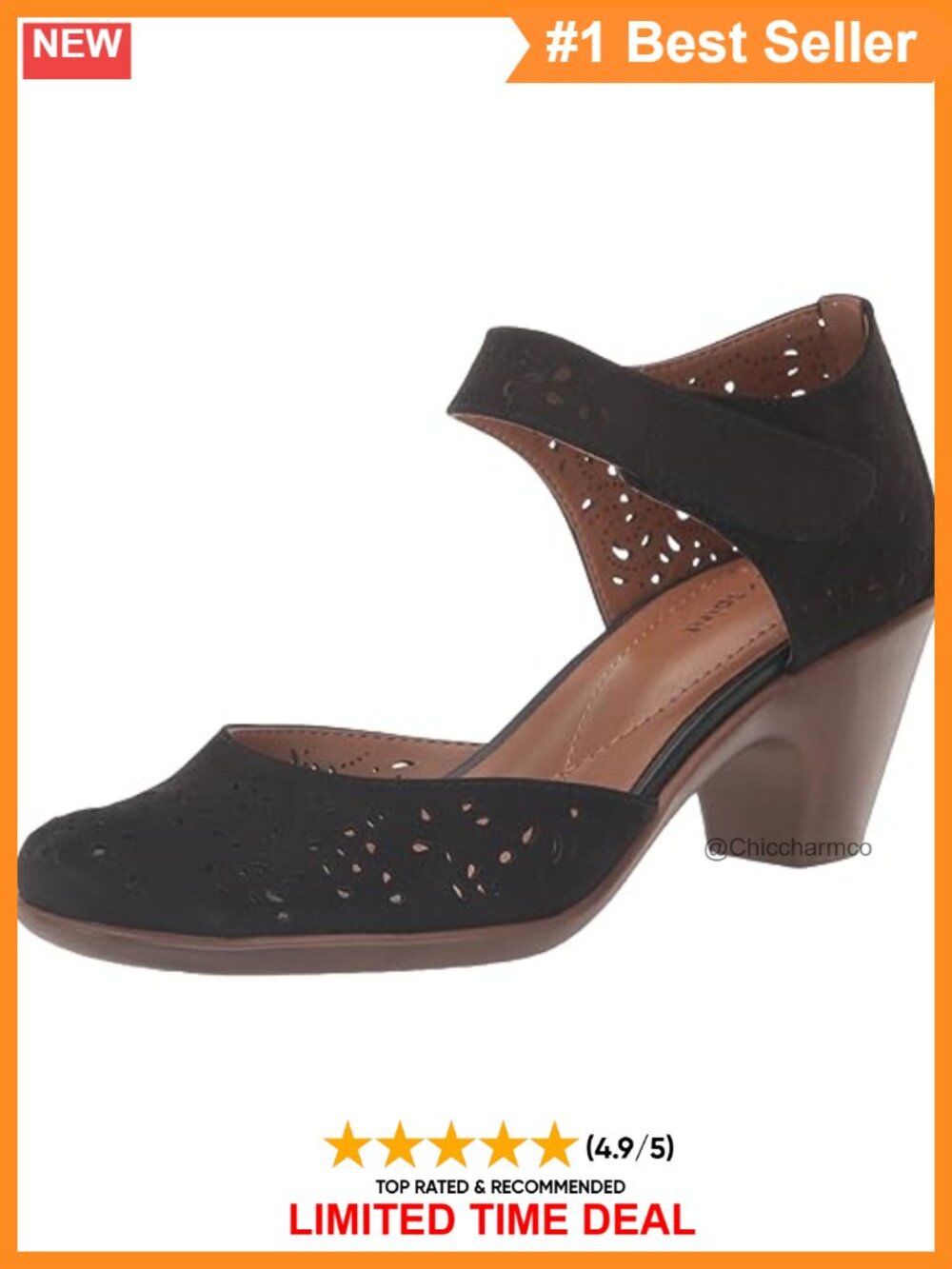 Easy Spirit Cindie Nubuck Leather Laser-Cut Block Heel Pump